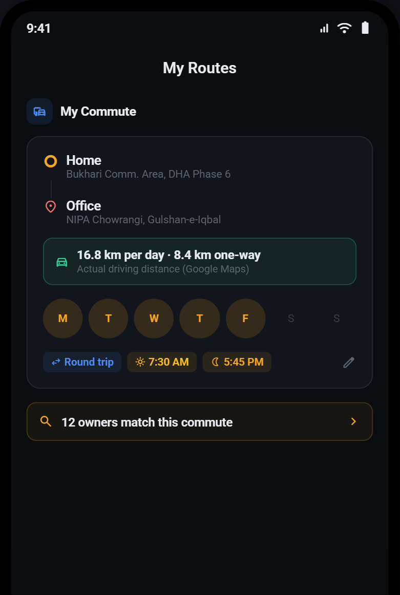 Owner managing their daily commute route